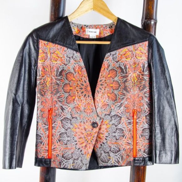 Helmut Lang Jacquard Jacket with Leather Size 0 - Picture 1 of 4